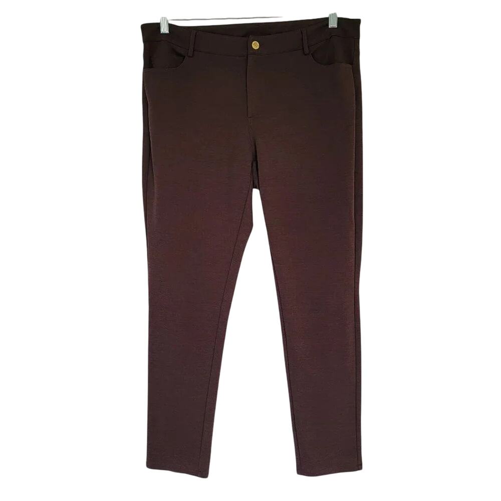 Michael Kors Straight Leg Dress Pants Brown Women Size 14 Office Career Stretch